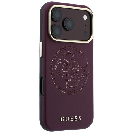 Guess iPhone 17 Pro Max/iPhone 18 Pro Max Skal Perforated 4G Gold Logo Burgundy