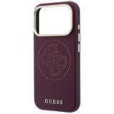 Guess iPhone 17 Pro Max/iPhone 18 Pro Max Skal Perforated 4G Gold Logo Burgundy