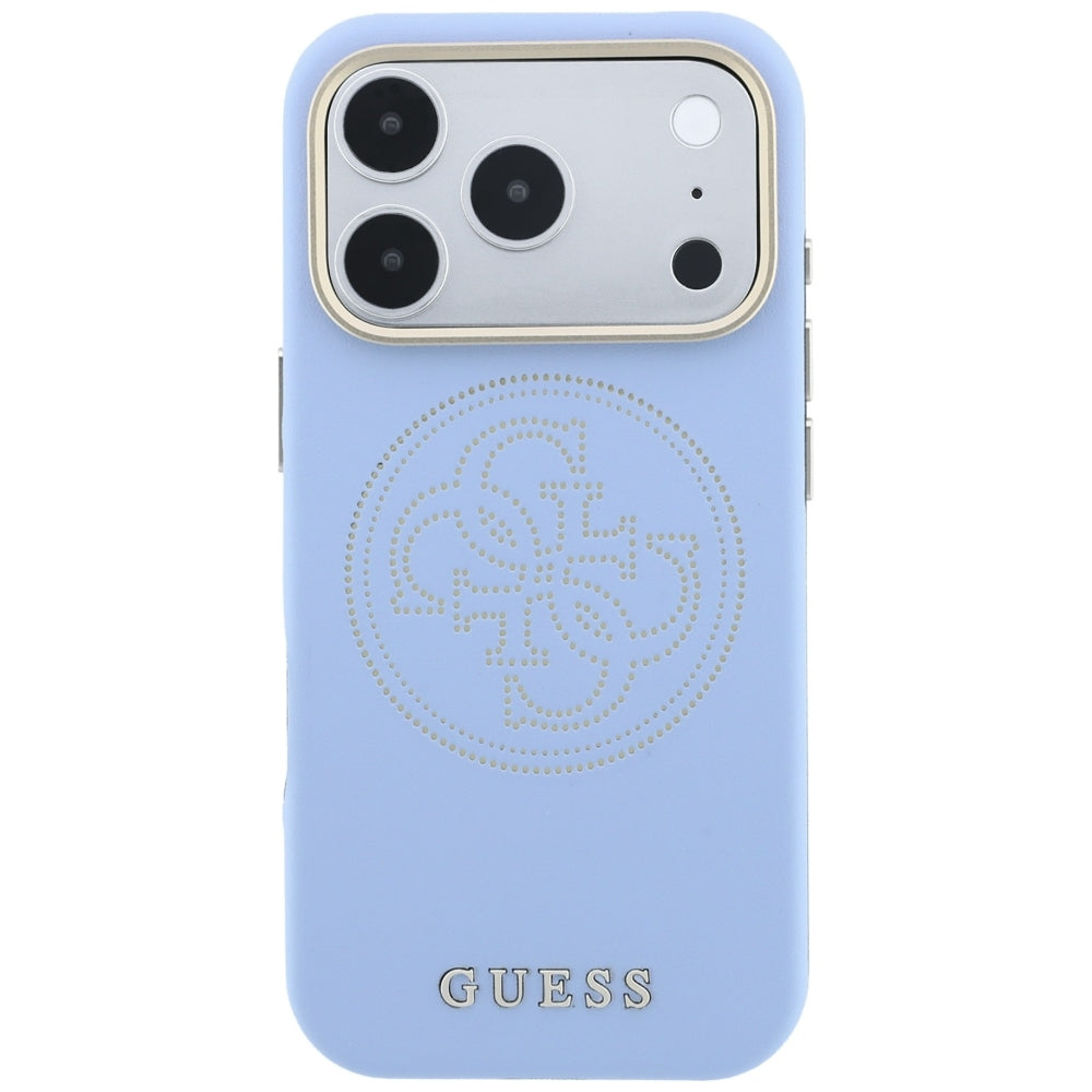 Guess iPhone 17 Pro/iPhone 18 Pro Skal Perforated 4G Gold Logo Blå