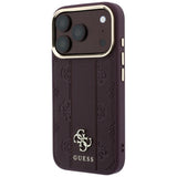 Guess iPhone 17 Pro Max/iPhone 18 Pro Max Skal Stripe Peony 4G Logo Burgundy