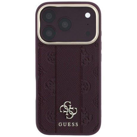 Guess iPhone 17 Pro Max/iPhone 18 Pro Max Skal Stripe Peony 4G Logo Burgundy