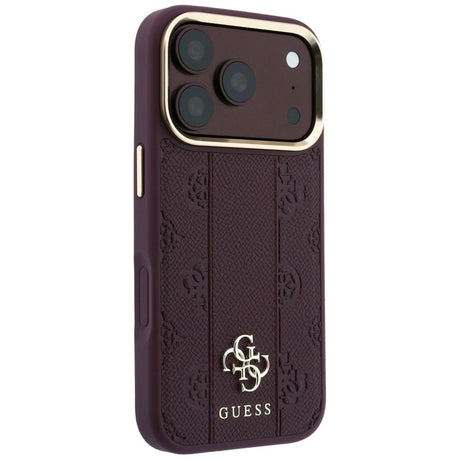 Guess iPhone 17 Pro Max/iPhone 18 Pro Max Skal Stripe Peony 4G Logo Burgundy