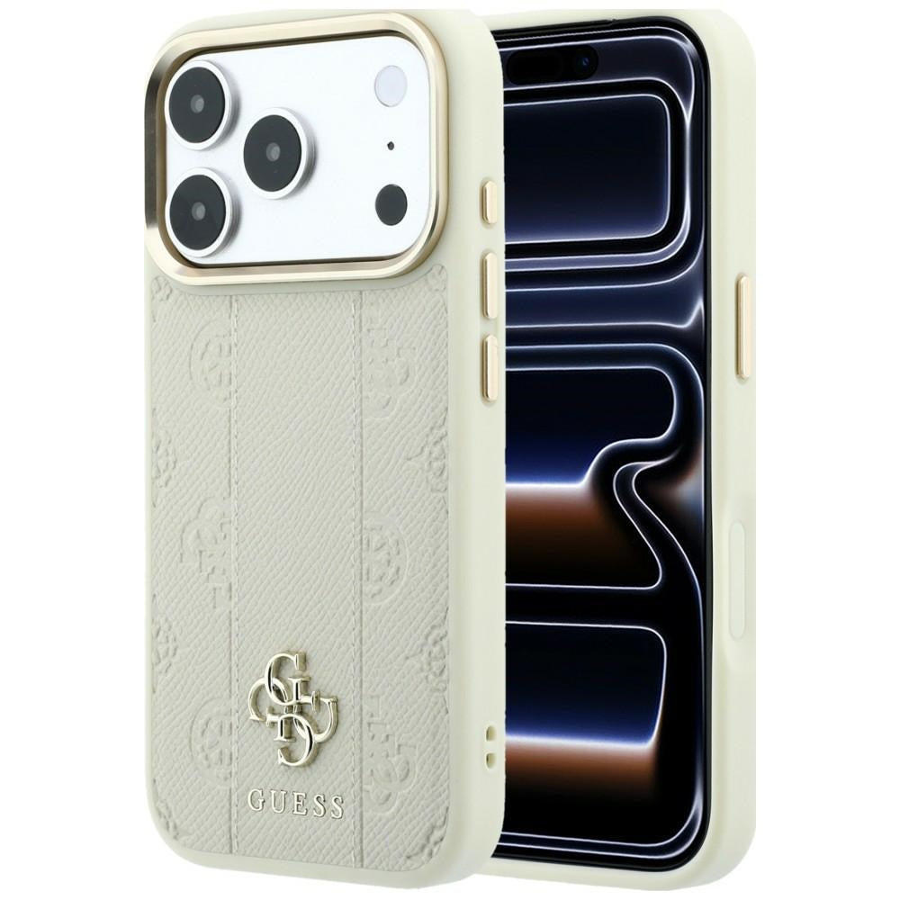 Guess iPhone 17 Pro/iPhone 18 Pro Skal Stripe Peony 4G Logo Beige