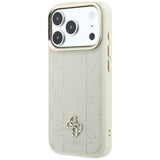 Guess iPhone 17 Pro Max/iPhone 18 Pro Max Skal Stripe Peony 4G Logo Beige