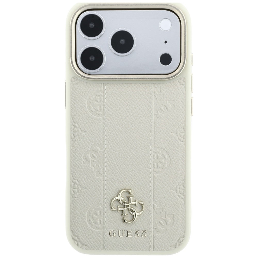 Guess iPhone 17 Pro Max/iPhone 18 Pro Max Skal Stripe Peony 4G Logo Beige