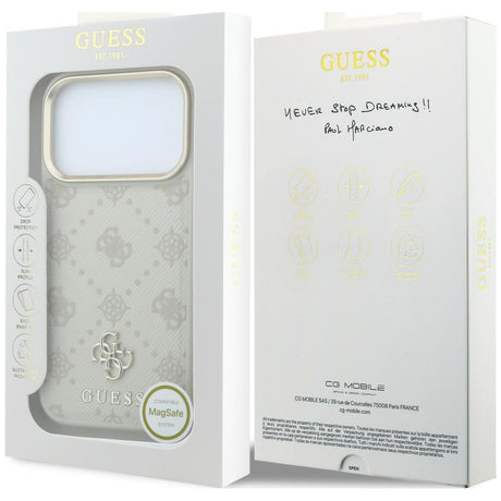 Guess iPhone 17 Pro Max/iPhone 18 Pro Max Skal Stripe Peony 4G Logo Beige