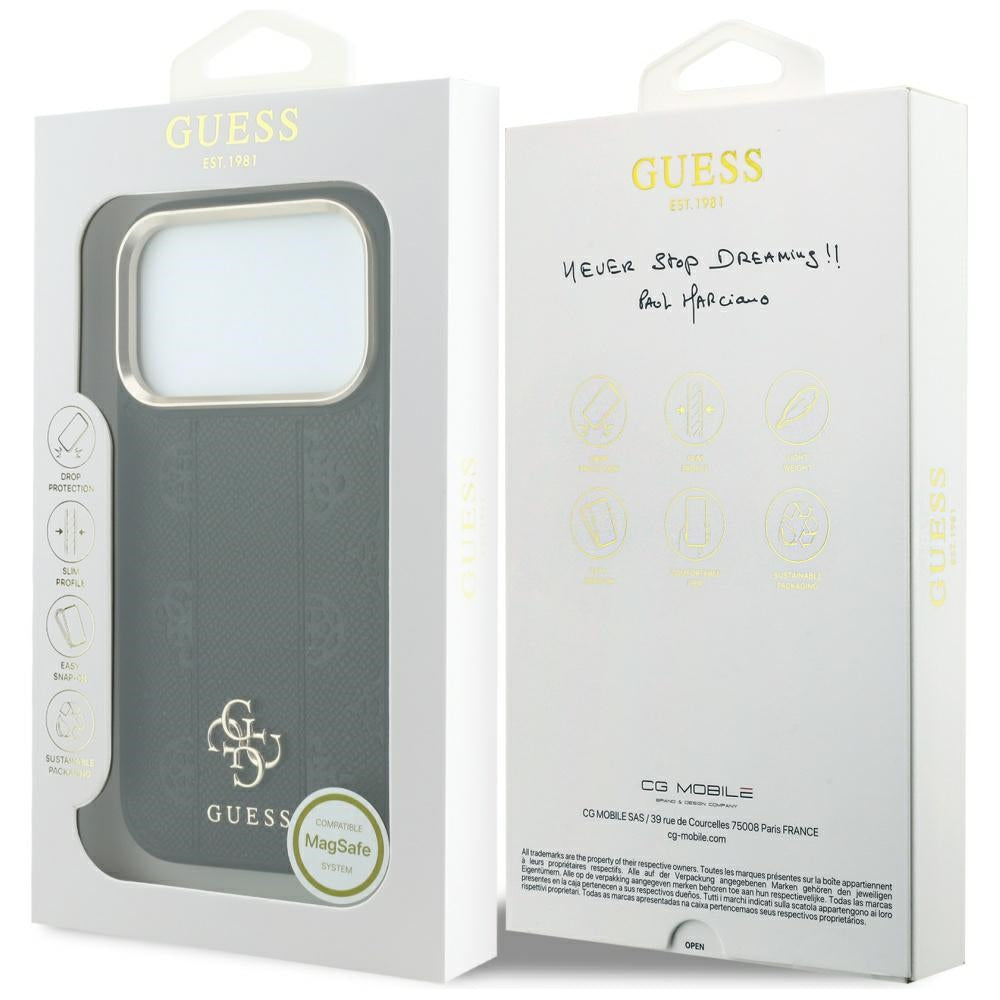 Guess iPhone 17 Pro Max/iPhone 18 Pro Max Skal Stripe Peony 4G Logo Svart