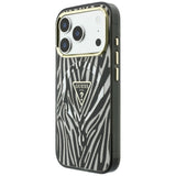 Guess iPhone 17 Pro/iPhone 18 Pro Skal Zebra Glitter Silver