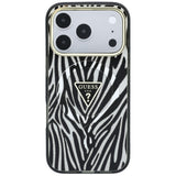 Guess iPhone 17 Pro/iPhone 18 Pro Skal Zebra Glitter Silver