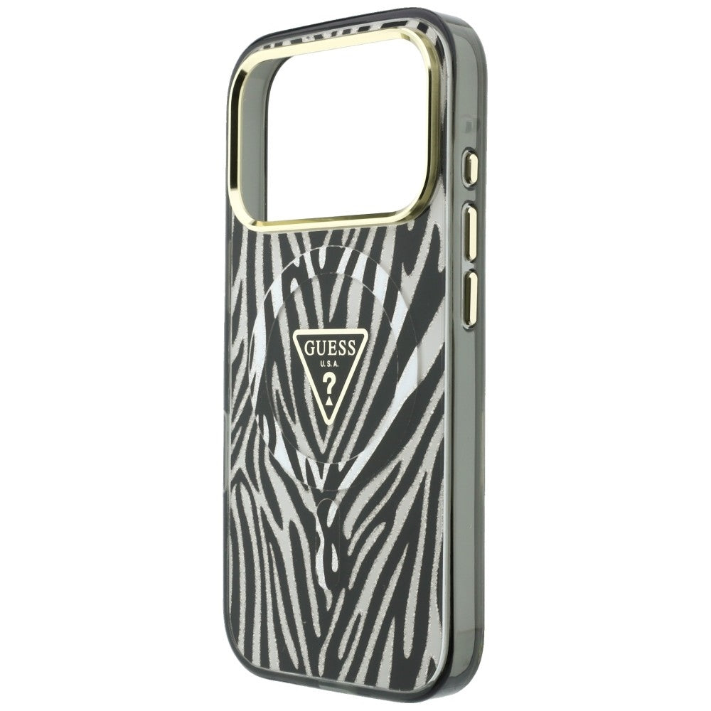 Guess iPhone 17 Pro/iPhone 18 Pro Skal Zebra Glitter Silver
