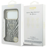 Guess iPhone 17 Pro/iPhone 18 Pro Skal Zebra Glitter Silver