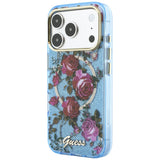 Guess iPhone 17 Pro/iPhone 18 Pro Skal Glitter Blossom Roses Blå