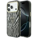 Guess iPhone 17 Pro Max/iPhone 18 Pro Max Skal Zebra Glitter Silver