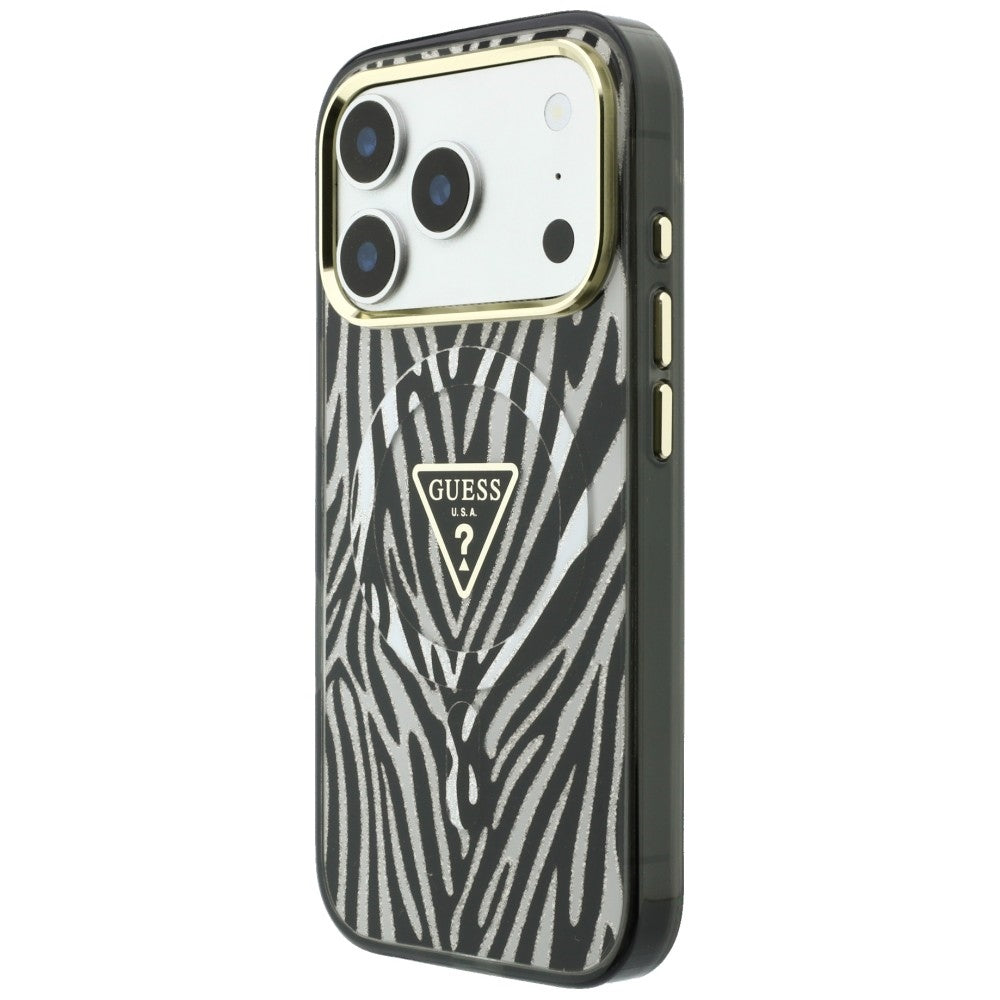 Guess iPhone 17 Pro Max/iPhone 18 Pro Max Skal Zebra Glitter Silver