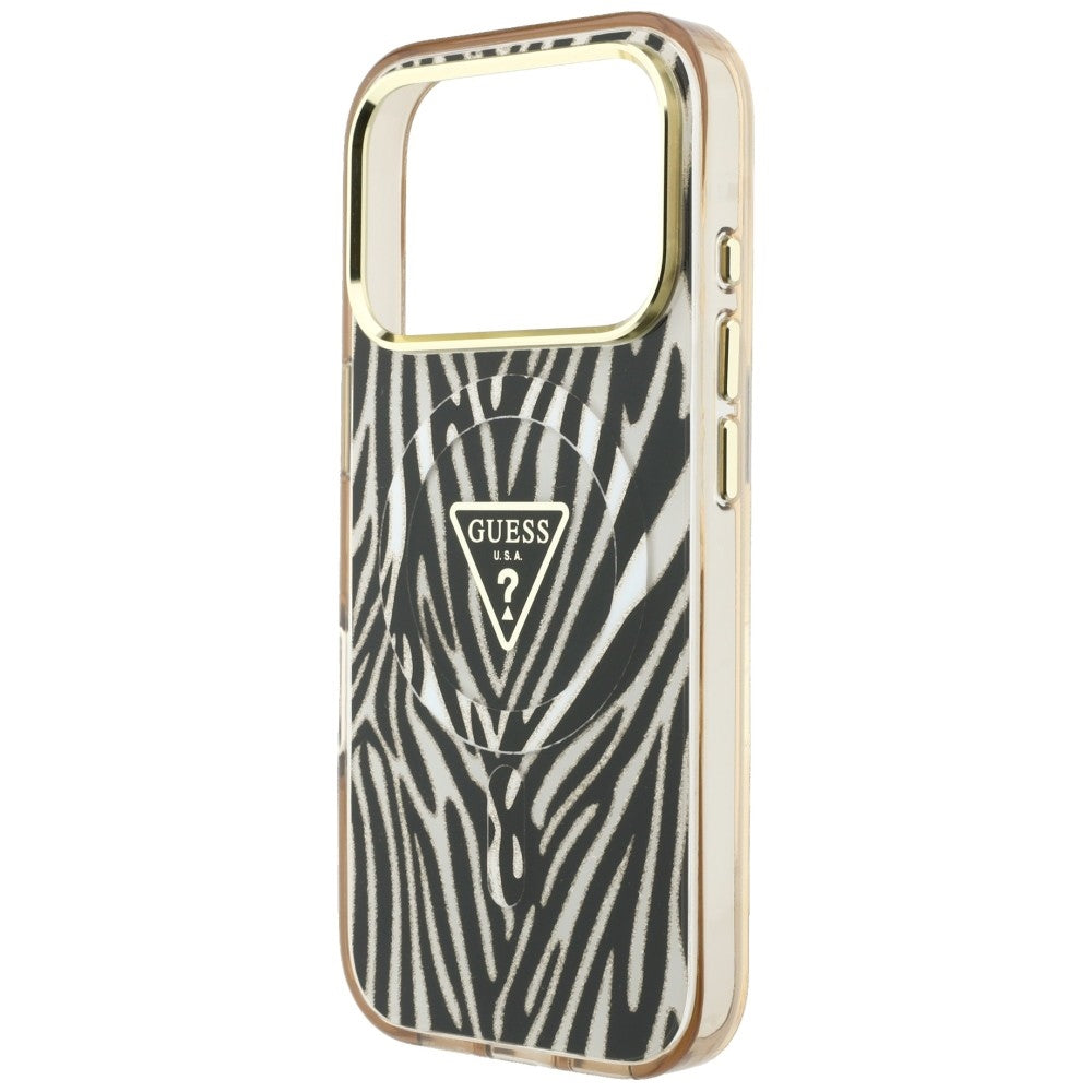 Guess iPhone 17 Pro/iPhone 18 Pro Skal Zebra Glitter Guld