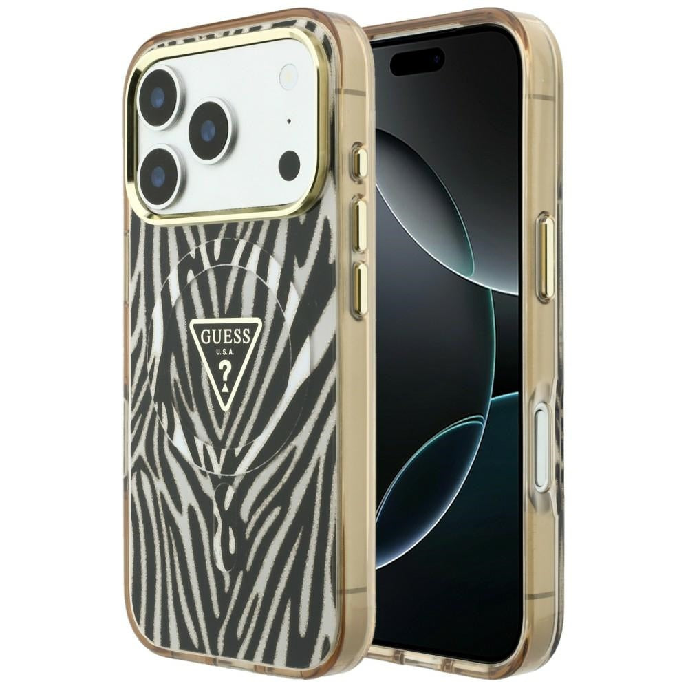 Guess iPhone 17 Pro Max/iPhone 18 Pro Max Skal Zebra Glitter Guld