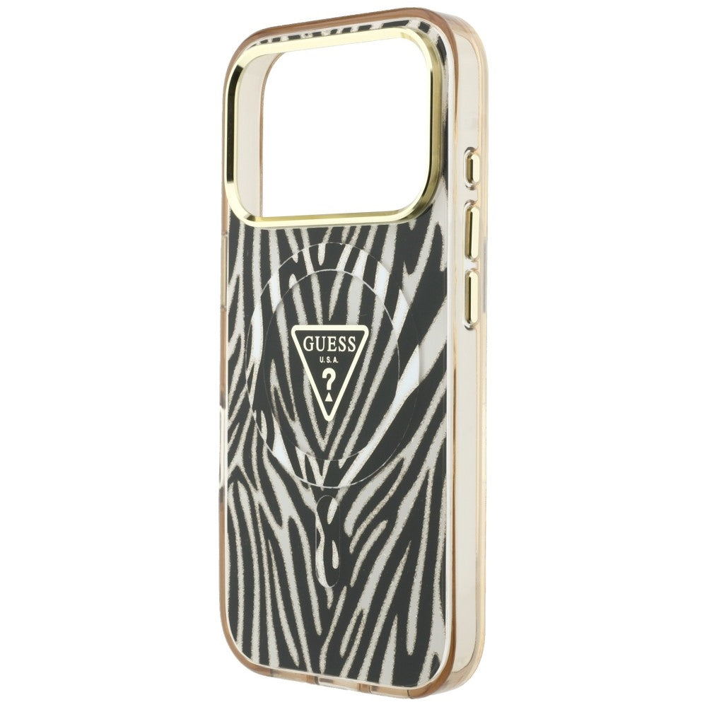 Guess iPhone 17 Pro Max/iPhone 18 Pro Max Skal Zebra Glitter Guld