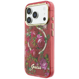 Guess iPhone 17 Pro Max/iPhone 18 Pro Max Skal Glitter Blossom Roses Burgundy