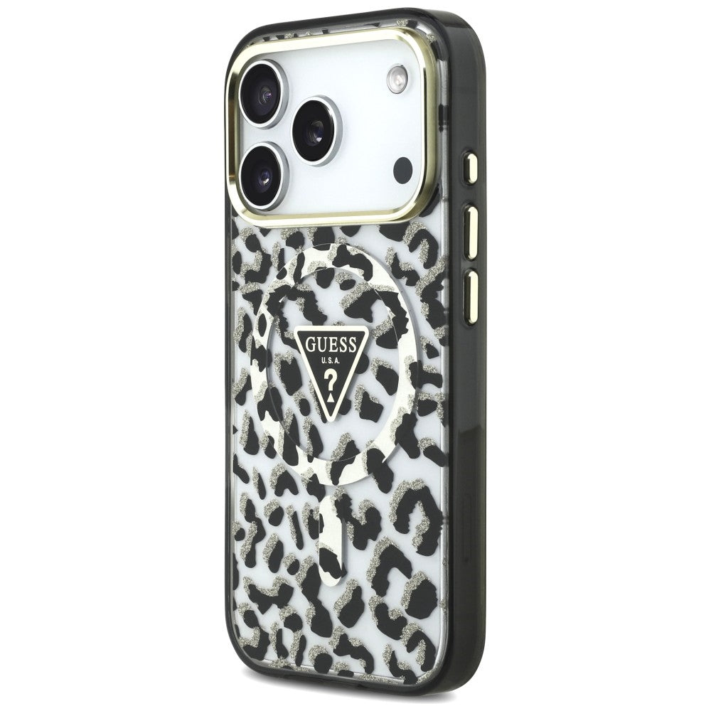 Guess iPhone 17 Pro/iPhone 18 Pro Skal Leopard Glitter Svart