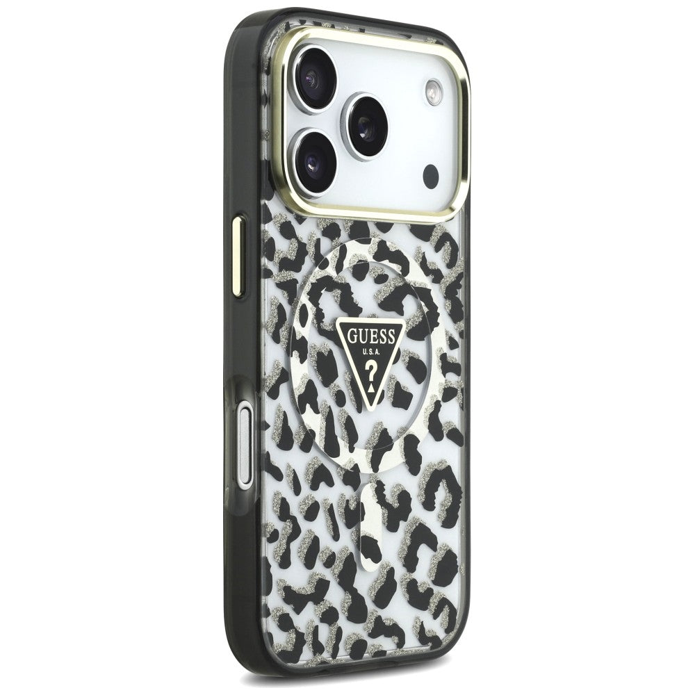 Guess iPhone 17 Pro/iPhone 18 Pro Skal Leopard Glitter Svart