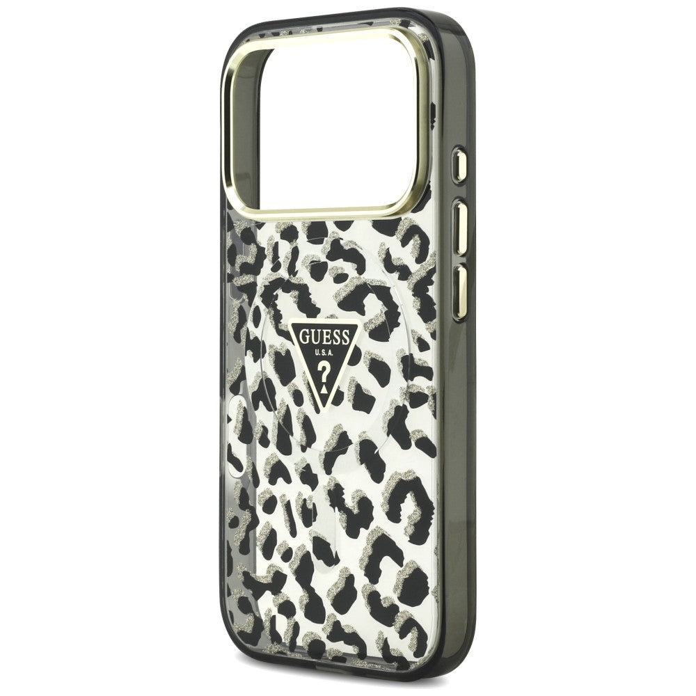 Guess iPhone 17 Pro/iPhone 18 Pro Skal Leopard Glitter Svart