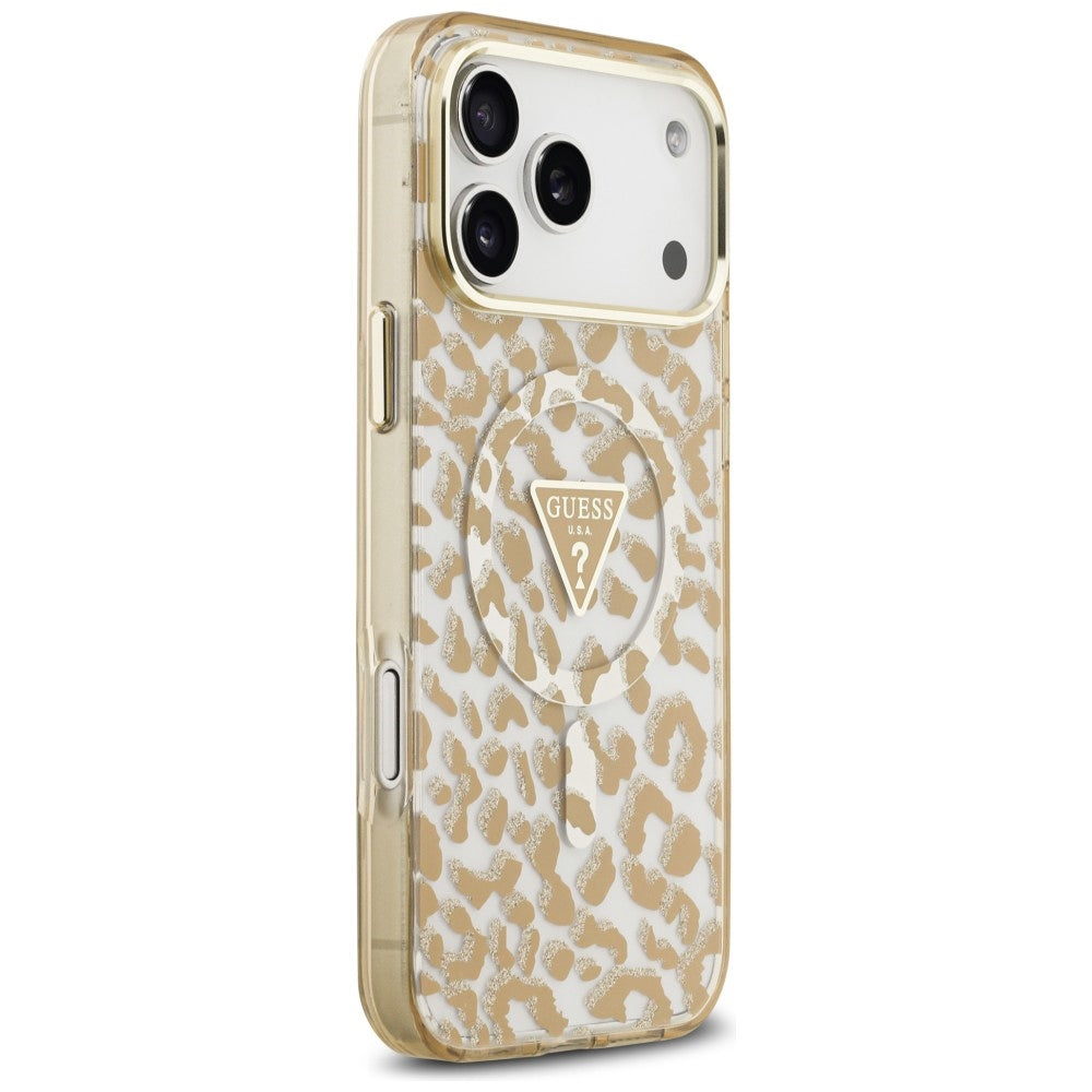 Guess iPhone 17 Pro/iPhone 18 Pro Skal Leopard Glitter Brun