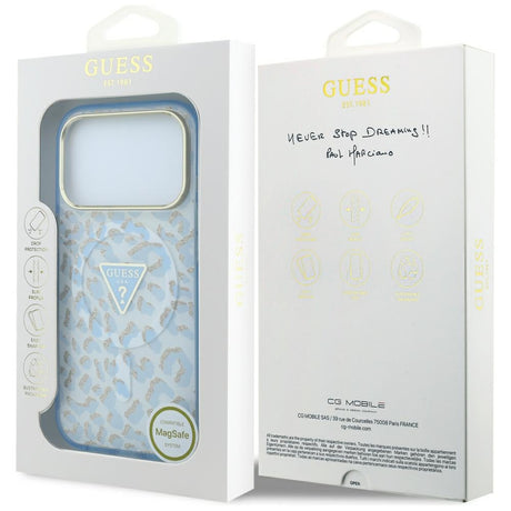 Guess iPhone 17 Pro/iPhone 18 Pro Skal Leopard Glitter Blå