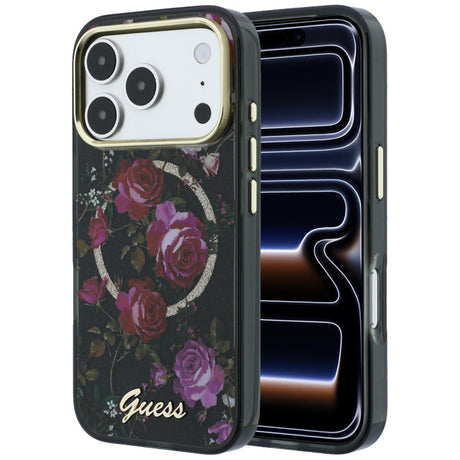 Guess iPhone 17 Pro/iPhone 18 Pro Skal Glitter Blossom Roses Svart