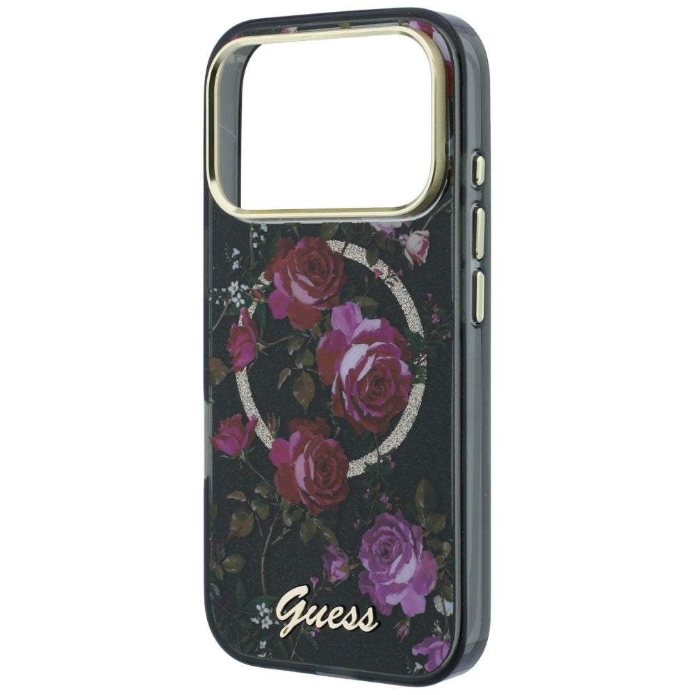 Guess iPhone 17 Pro/iPhone 18 Pro Skal Glitter Blossom Roses Svart