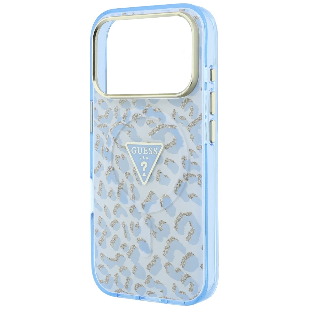 Guess iPhone 17 Pro Max/iPhone 18 Pro Max Skal Leopard Glitter Blå