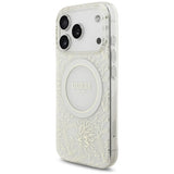 Guess iPhone 17 Pro/iPhone 18 Pro Skal Electroplated Flowers Pearl Strap Vit