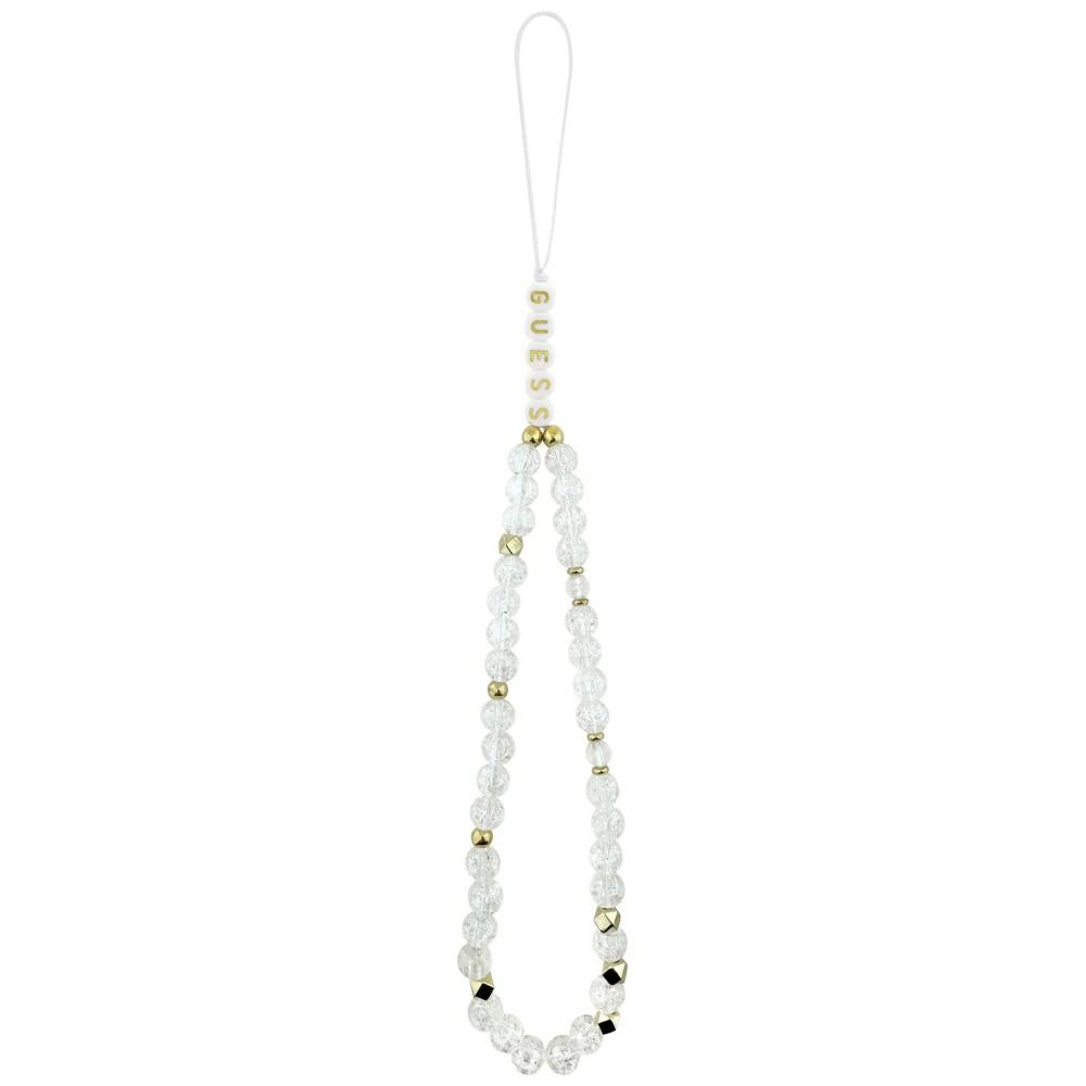 Guess iPhone 17 Pro Max/iPhone 18 Pro Max Skal Electroplated Flowers Pearl Strap Vit