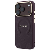 Guess iPhone 17 Pro/iPhone 18 Pro Skal Saffiano Peony Embossed MagSafe Burgundy