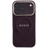 Guess iPhone 17 Pro/iPhone 18 Pro Skal Saffiano Peony Embossed MagSafe Burgundy