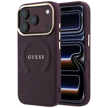 Guess iPhone 17 Pro Max/iPhone 18 Pro Max Skal Saffiano Peony Embossed MagSafe Burgundy