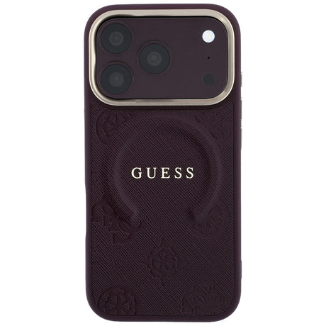 Guess iPhone 17 Pro Max/iPhone 18 Pro Max Skal Saffiano Peony Embossed MagSafe Burgundy