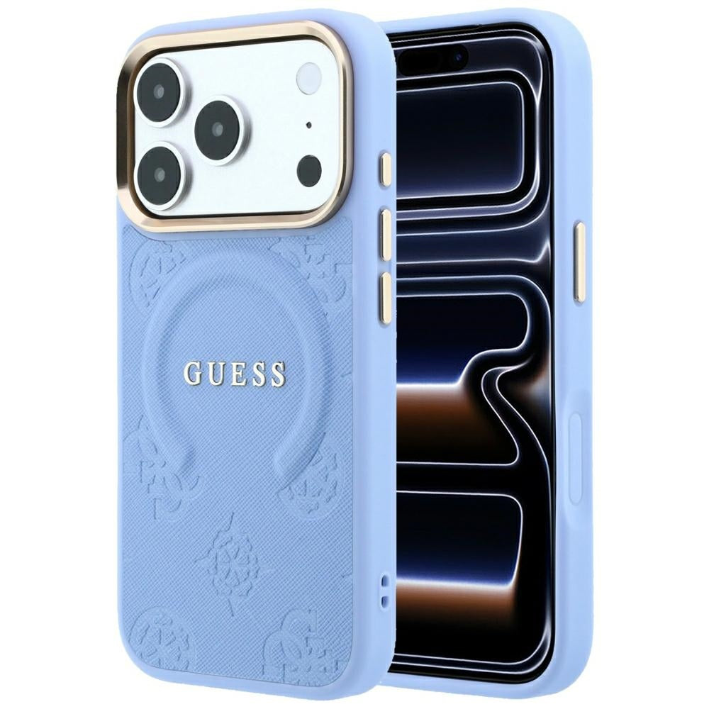 Guess iPhone 17 Pro Max/iPhone 18 Pro Max Skal Saffiano Peony Embossed MagSafe Blå