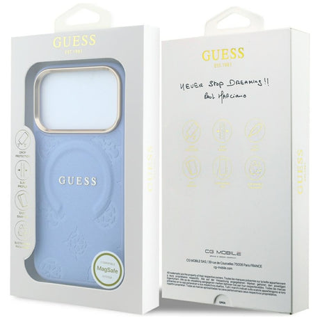 Guess iPhone 17 Pro Max/iPhone 18 Pro Max Skal Saffiano Peony Embossed MagSafe Blå