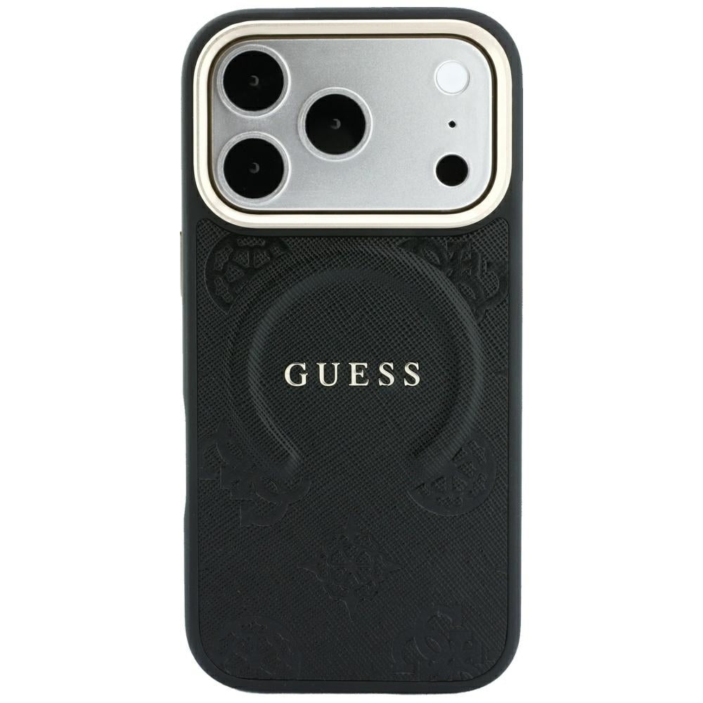 Guess iPhone 17 Pro/iPhone 18 Pro Skal Saffiano Peony Embossed MagSafe Svart