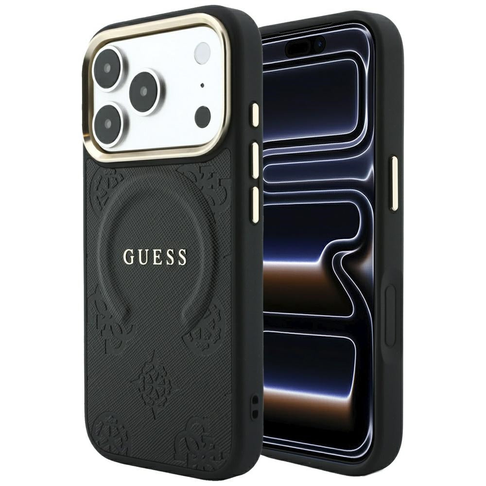Guess iPhone 17 Pro Max/iPhone 18 Pro Max Skal Saffiano Peony Embossed MagSafe Svart