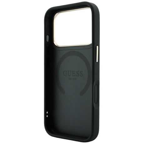 Guess iPhone 17 Pro Max/iPhone 18 Pro Max Skal Saffiano Peony Embossed MagSafe Svart