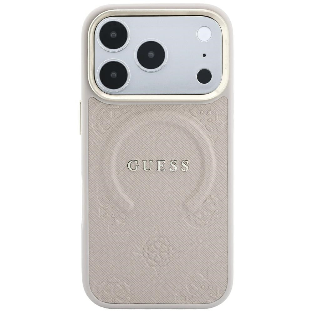 Guess iPhone 17 Pro/iPhone 18 Pro Skal Saffiano Peony Embossed MagSafe Rosa
