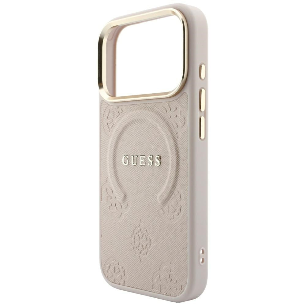 Guess iPhone 17 Pro/iPhone 18 Pro Skal Saffiano Peony Embossed MagSafe Rosa