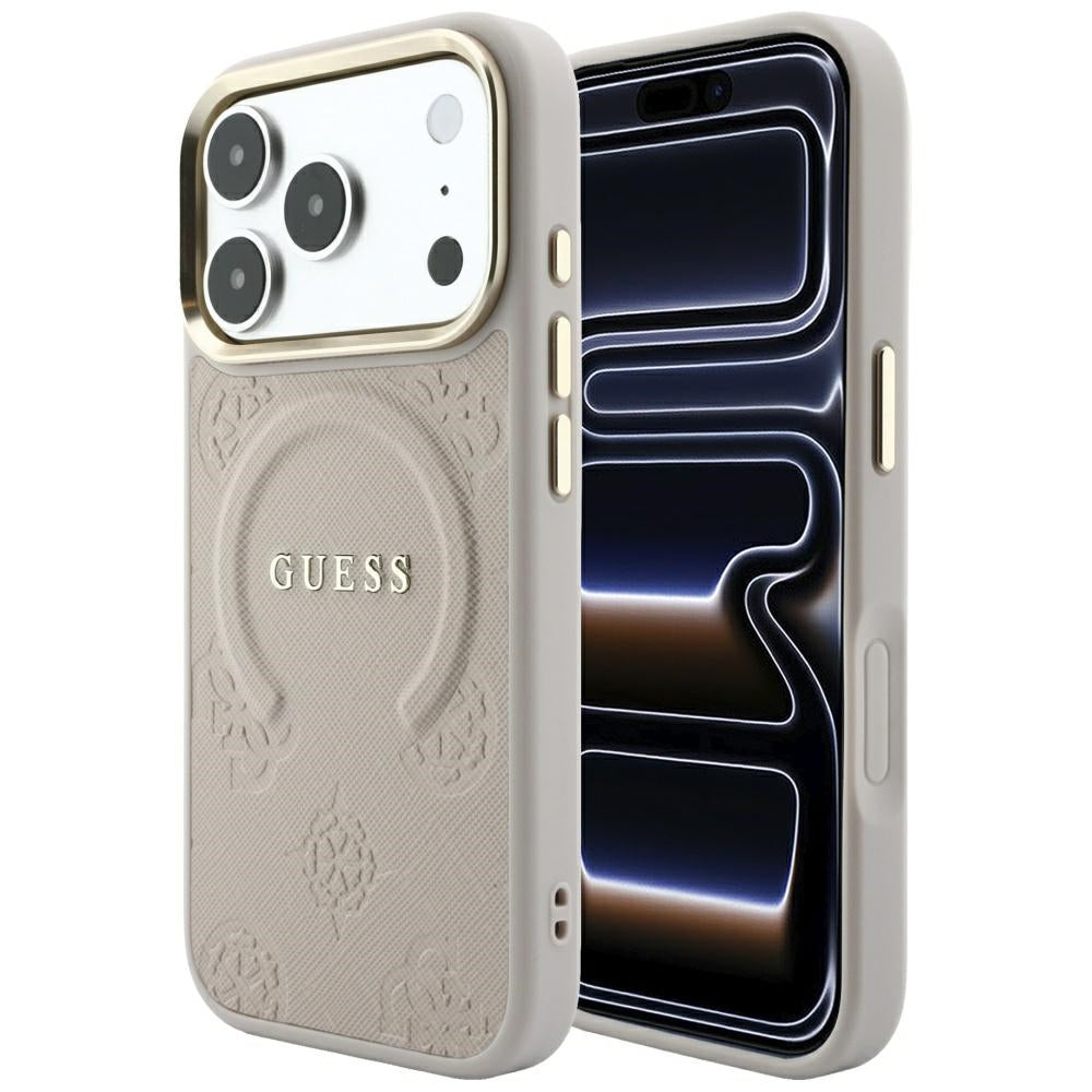 Guess iPhone 17 Pro Max/iPhone 18 Pro Max Skal Saffiano Peony Embossed MagSafe Rosa