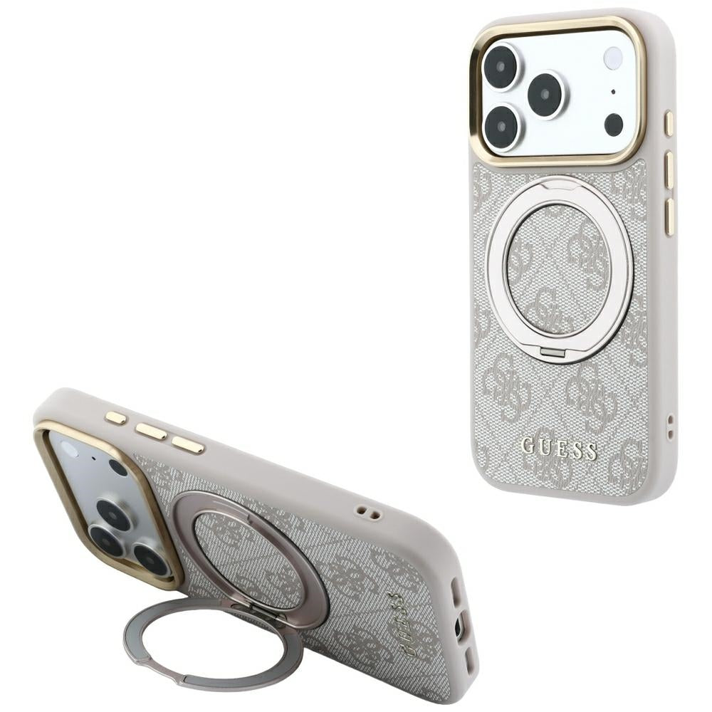 Guess iPhone 17 Pro Max/iPhone 18 Pro Max Skal Ring Stand 4G Classic Logo Rosa