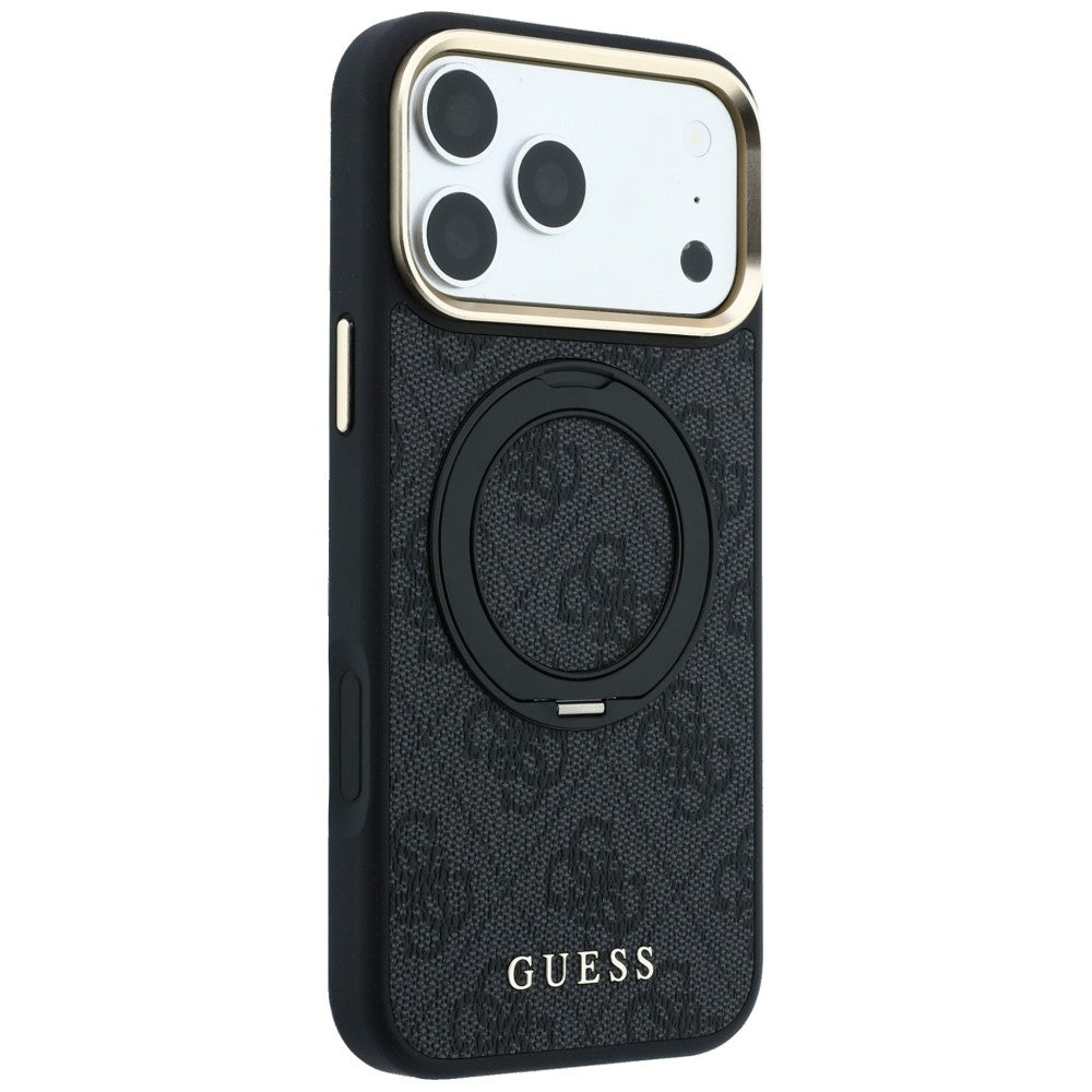 Guess iPhone 17 Pro/iPhone 18 Pro Skal Ring Stand 4G Classic Logo Svart