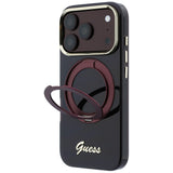 Guess iPhone 17 Pro/iPhone 18 Pro Skal Ring Stand Script Logo Burgundy