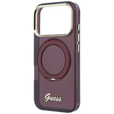Guess iPhone 17 Pro/iPhone 18 Pro Skal Ring Stand Script Logo Burgundy