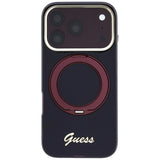 Guess iPhone 17 Pro Max/iPhone 18 Pro Max Skal Ring Stand Script Logo Burgundy