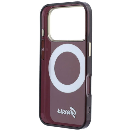 Guess iPhone 17 Pro Max/iPhone 18 Pro Max Skal Ring Stand Script Logo Burgundy